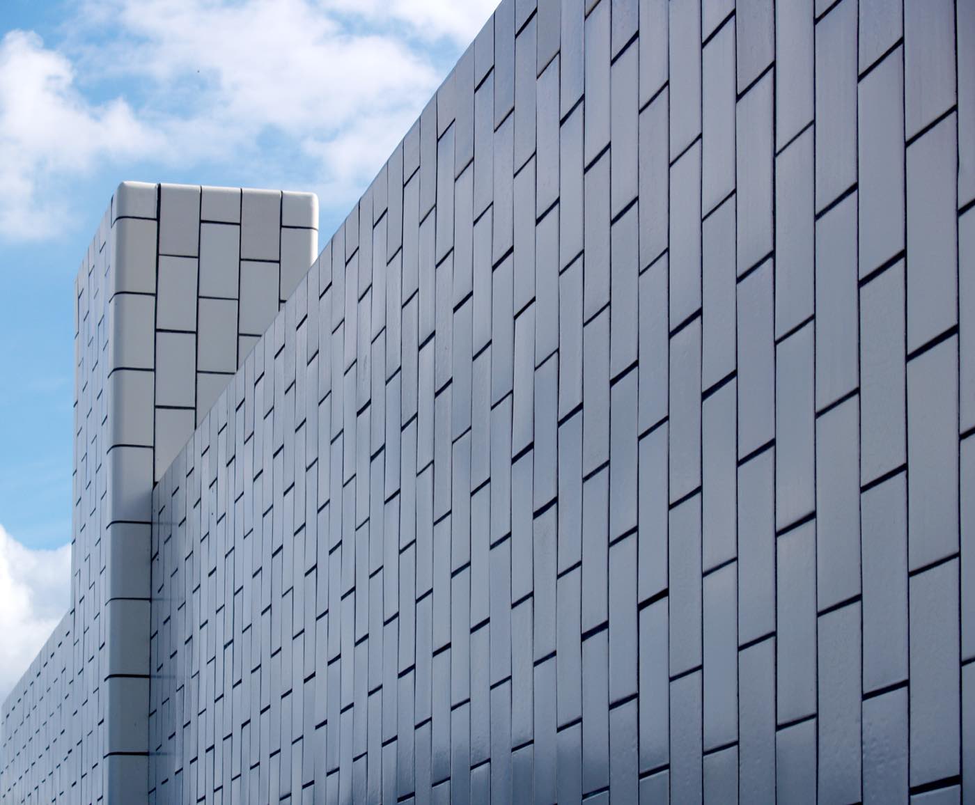 Modernist facade, morning light